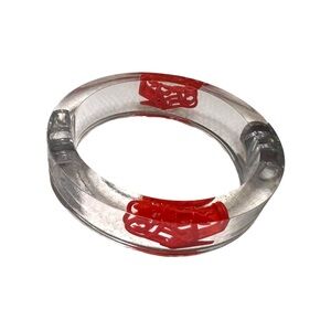 New Clear Resin Bangle Bracelet with Red & Silver Barbie Heels
